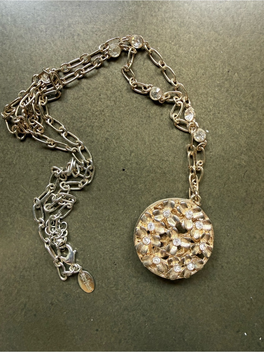 White House Black Market Gold-Tone Crystal Disc Pendant Necklace - Women Jewelry